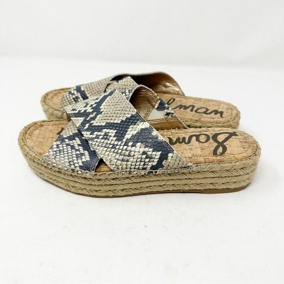 SAM EDELMAN Natty Snakeskin Espadrille Slide Sandals in Size 7.5 - Picture 4 of 7